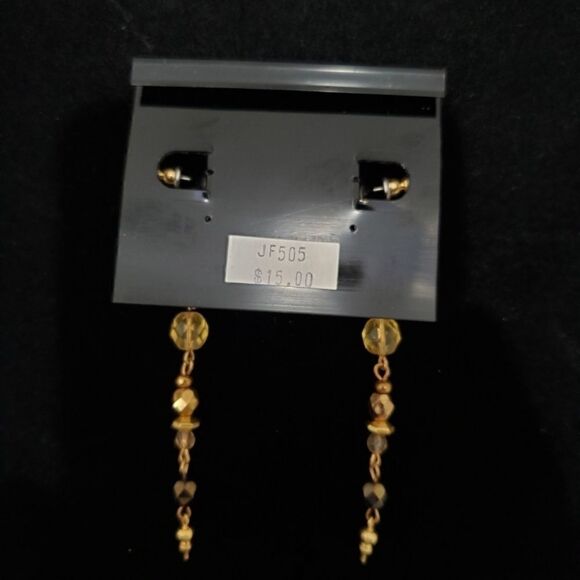 Robert Rose Runway Dangle Gold Bronze beaded - Picture 4 of 4